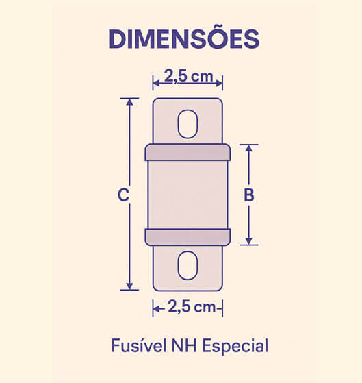 Dimensões do Fusível NH Especial